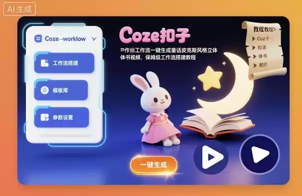 Coze扣子工作流一键生成童话皮克斯风格立体书视频，保姆级工作流搭建教程-鑫梵淘