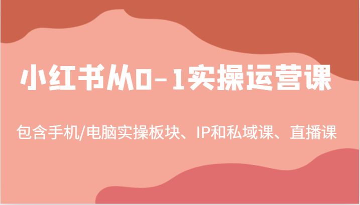 小红书从0-1实操运营课，包含手机/电脑实操板块、IP和私域课、直播课(97节)-鑫梵淘