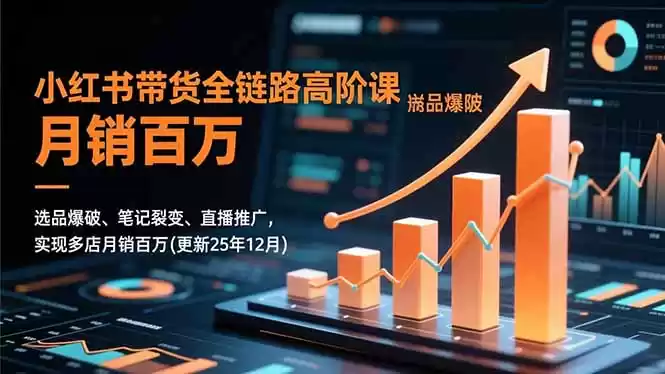 小红书带货全链路高阶课，选品爆破、笔记裂变、直播推广，实现多店月销百万(更新25年12月-鑫梵淘