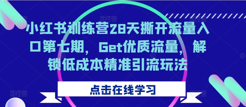小红书训练营28天撕开流量入口第七期，Get优质流量，解锁低成本精准引流玩法-鑫梵淘