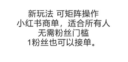 可矩阵操作，小红书商单新玩法，适合所有人，无需粉丝门槛，1粉丝也可以接单-鑫梵淘
