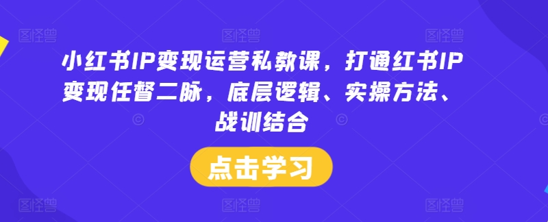 小红书IP变现运营私教课，打通红书IP变现任督二脉，底层逻辑、实操方法、战训结合-鑫梵淘