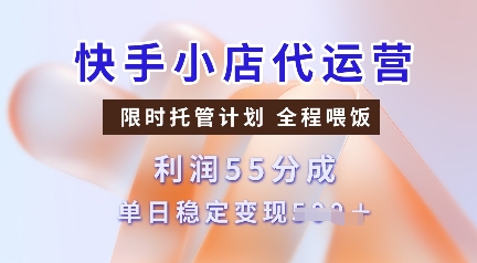 快手小店代运营，限时托管计划，收益55分，单日稳定变现多张【揭秘】-鑫梵淘