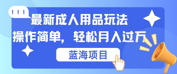 最新成人用品项目玩法，操作简单，动动手，轻松日入几张【揭秘】-鑫梵淘