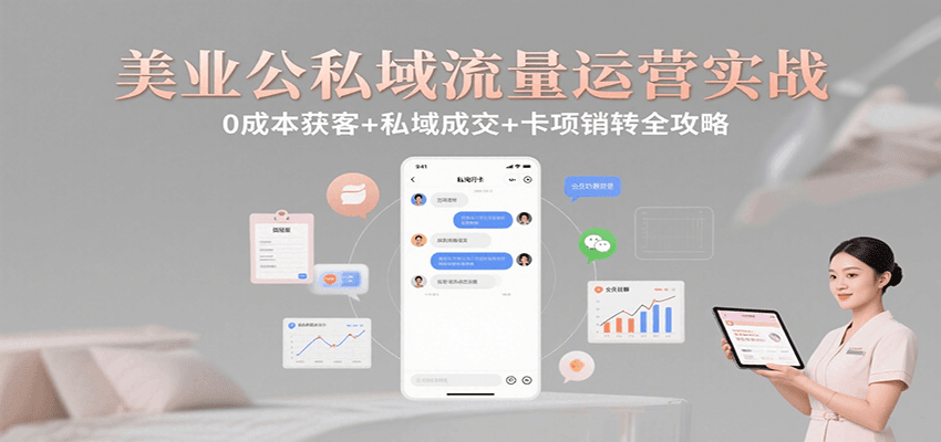 美业公私域流量运营实战：0成本获客+私域成交+卡项销转全攻略-鑫梵淘