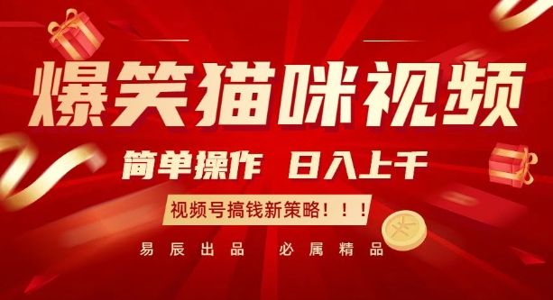 爆笑猫咪视频：简单操作，日入过K，视频号搞钱新策略【揭秘】-鑫梵淘