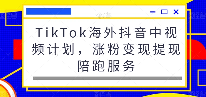 TikTok海外抖音中视频计划，涨粉变现提现陪跑服务-鑫梵淘