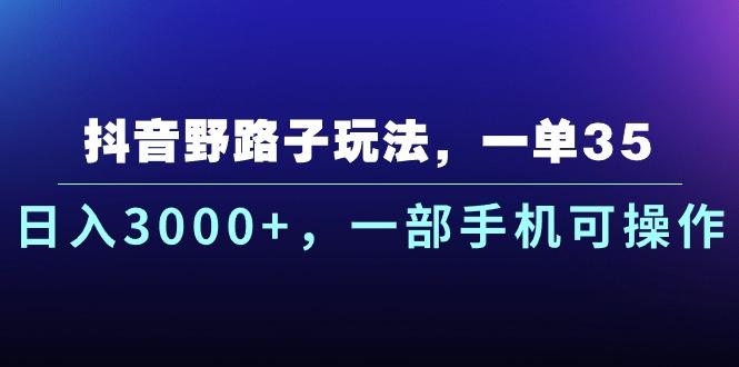 抖音野路子玩法，一单35.日入3000+，一部手机可操作-鑫梵淘