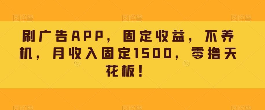 刷广告APP，固定收益，不养机，月收入固定1500，零撸天花板！-鑫梵淘