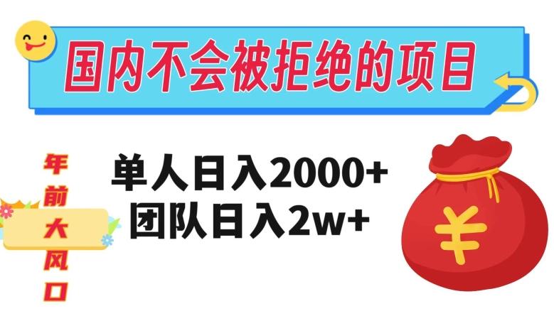 在国内不怕被拒绝的项目，单人日入2000，团队日入20000+【揭秘】-鑫梵淘