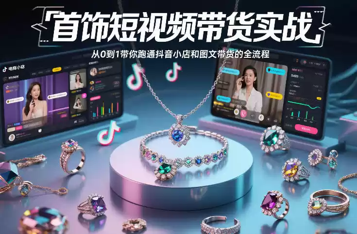 首饰短视频带货实战，从0到1带你跑通抖音小店和图文带货的全流程-鑫梵淘