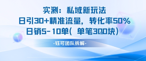 实测私域新玩法日引30加精准流量转化率50%日销5-10单每笔3张-鑫梵淘