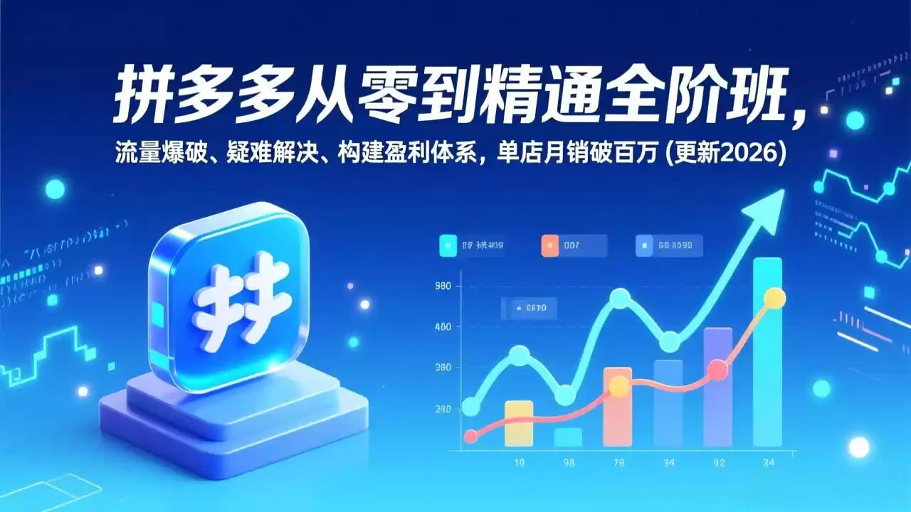 拼多多从零到精通全阶班，流量爆破、疑难解决，构建盈利体系，单店月销破百万(更新2026-鑫梵淘