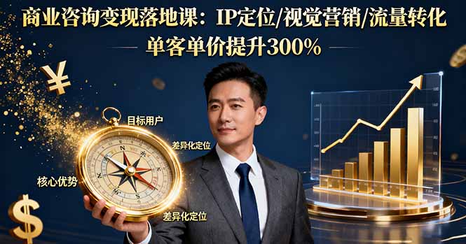 商业咨询变现落地课：IP定位/视觉营销/流量转化，单客单价提升300%-鑫梵淘