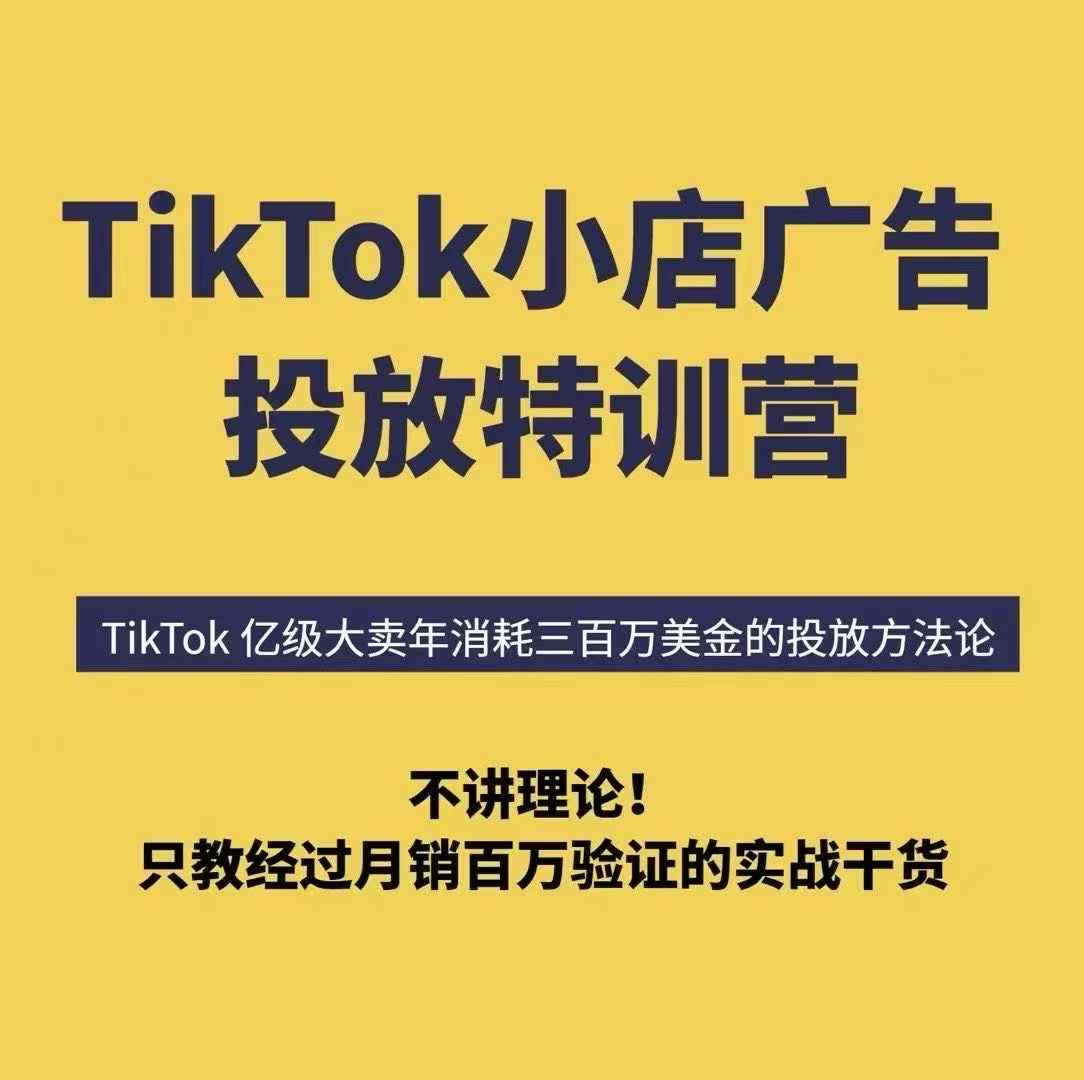 TikTok小店广告投放特训营，6天破局计划专治各种“投不动”，教你经过月销百万验证的实战干货-鑫梵淘