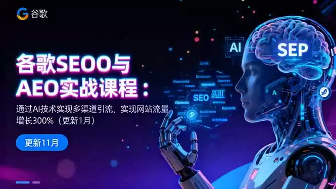谷歌SEO与AEO实战课程：通过AI技术实现多渠道引流，实现网站流量增长300%-鑫梵淘