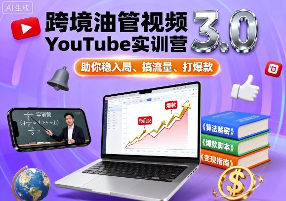 跨境油管视频YouTube实训营3.0，助你稳入局、搞流量、打爆款-鑫梵淘