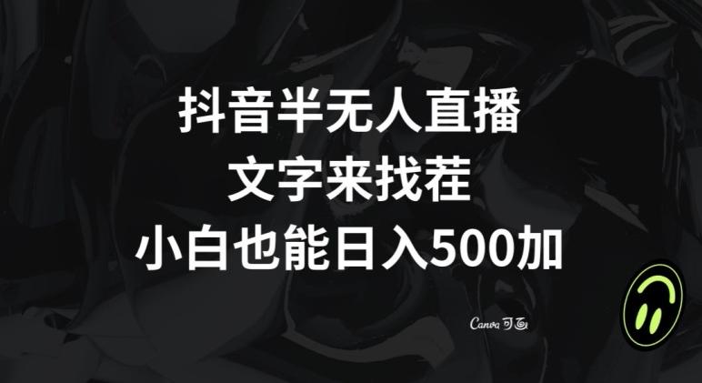 抖音半无人直播，文字来找茬小游戏，每天收益500+【揭秘】-鑫梵淘
