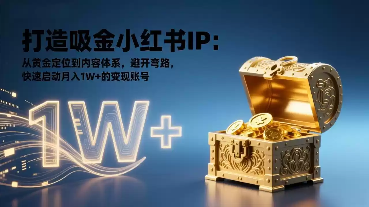 打造吸金小红书IP：从黄金定位到内容体系，避开弯路，快速启动月入1W+的变现账号-鑫梵淘