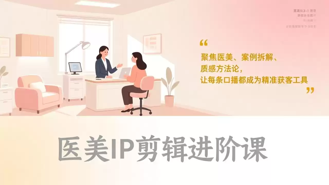 医美IP剪辑进阶课，聚焦医美、案例拆解、质感方法论，让每条口播都成为精准获客工具-鑫梵淘