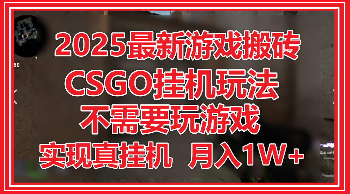 2025最新游戏搬砖，CSGO挂机，不需要玩游戏，实现真挂机，月入1W+-鑫梵淘