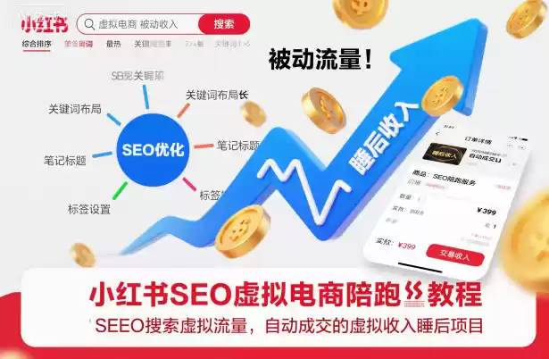 小红书SEO虚拟电商陪跑教程，实现seo搜索被动流量，自动成交的被动收入睡后项目-鑫梵淘