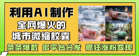 利用AI制作全网爆火的城市微缩胶囊，条条爆款， 多平台分发，疯狂涨粉变现-鑫梵淘