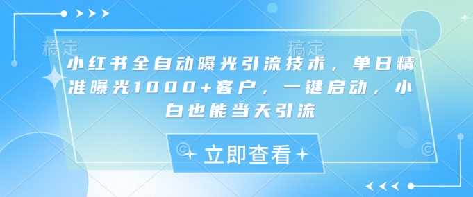 小红书全自动曝光引流技术，单日精准曝光1000+客户，一键启动，小白也能当天引流【揭秘】-鑫梵淘