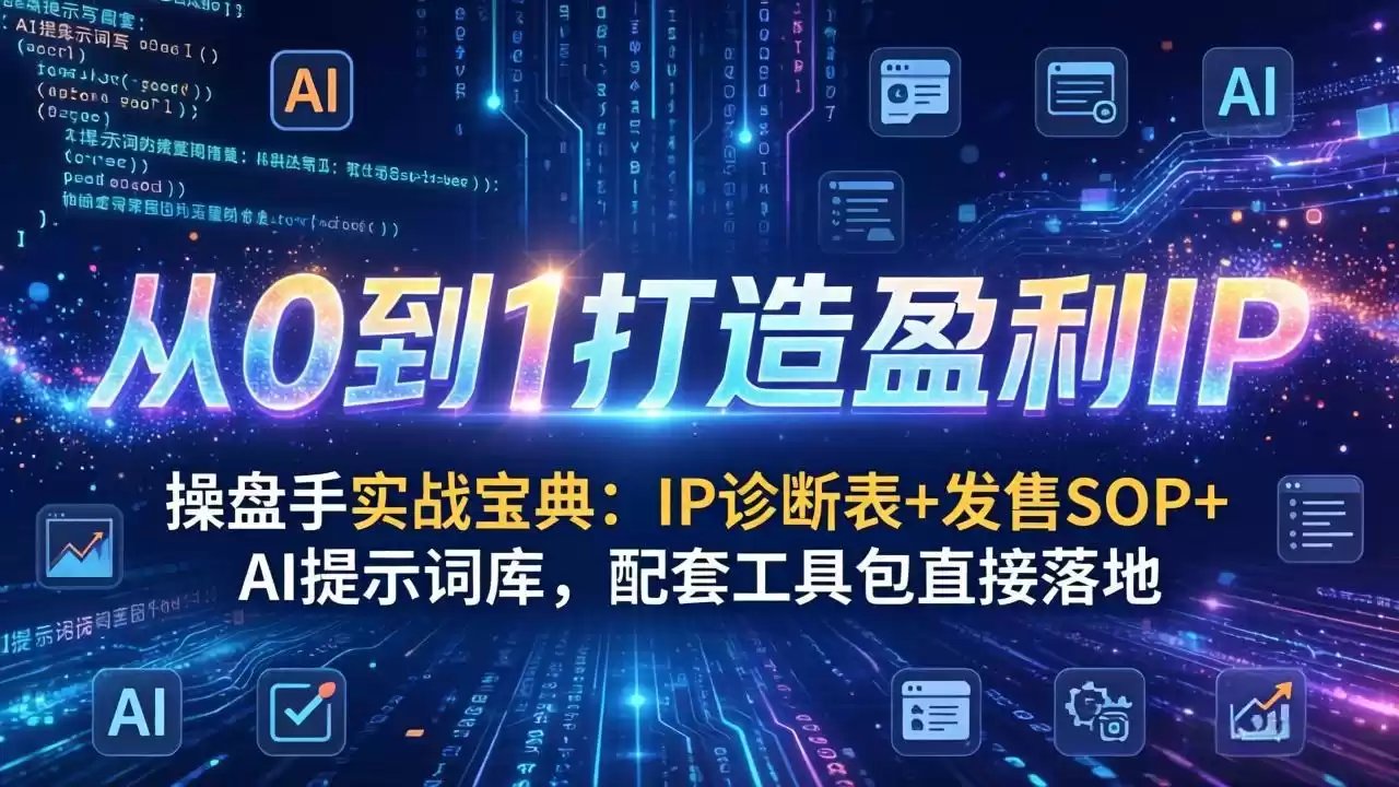 操盘手实战宝典：IP诊断表+发售SOP+AI提示词库，配套工具包直接落地，从0到1打造盈利IP-鑫梵淘