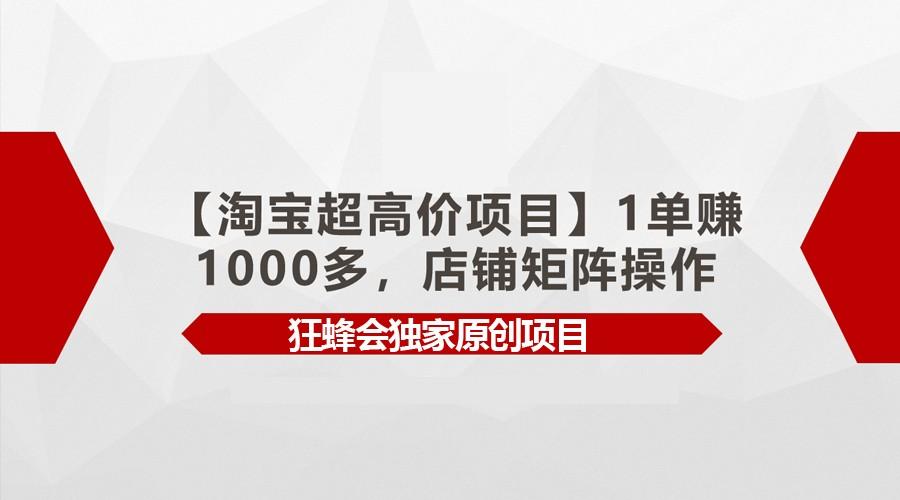 【淘宝超高价项目】1单赚1000多，店铺矩阵操作-鑫梵淘