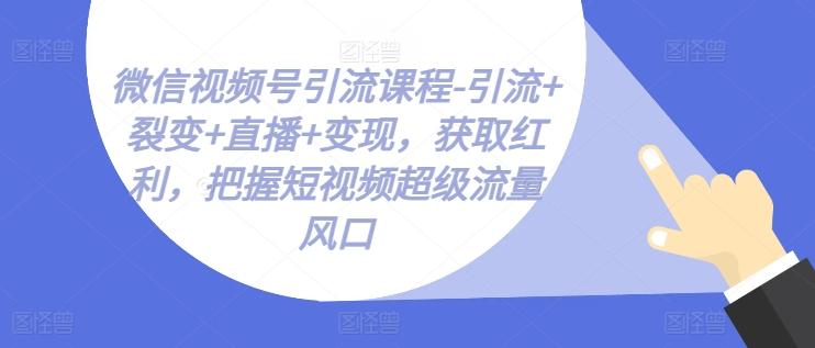 微信视频号引流课程-引流+裂变+直播+变现，获取红利，把握短视频超级流量风口-鑫梵淘