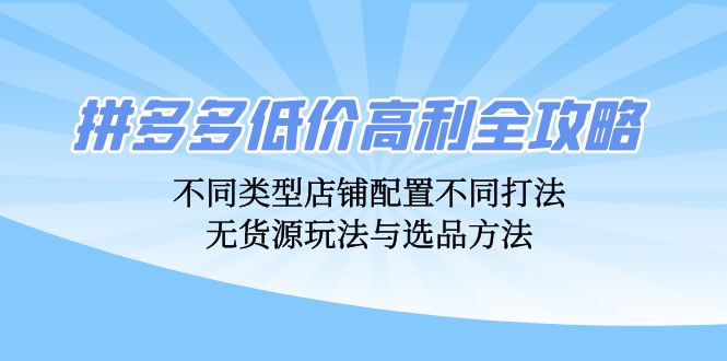 拼多多低价高利全攻略：不同类型店铺配置不同打法，无货源玩法与选品方法-鑫梵淘