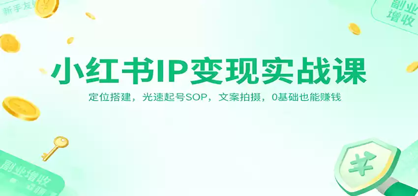 小红书IP变现实战课：定位搭建，光速起号SOP，文案拍摄，0基础也能赚钱-鑫梵淘