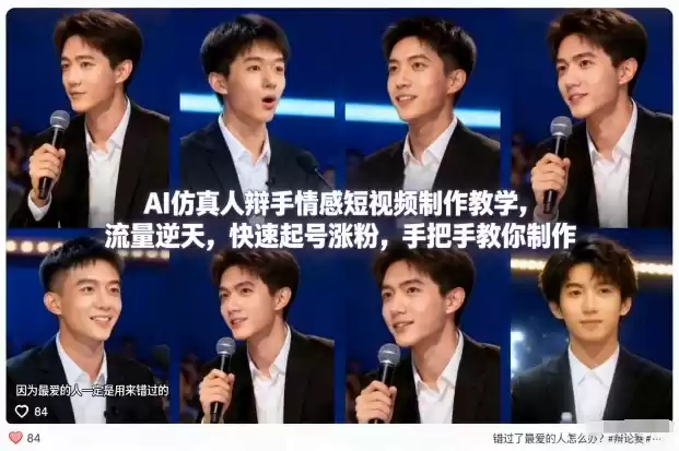 AI仿真人辩手情感短视频制作教学，流量逆天，快速起号涨粉，手把手教你制作-鑫梵淘