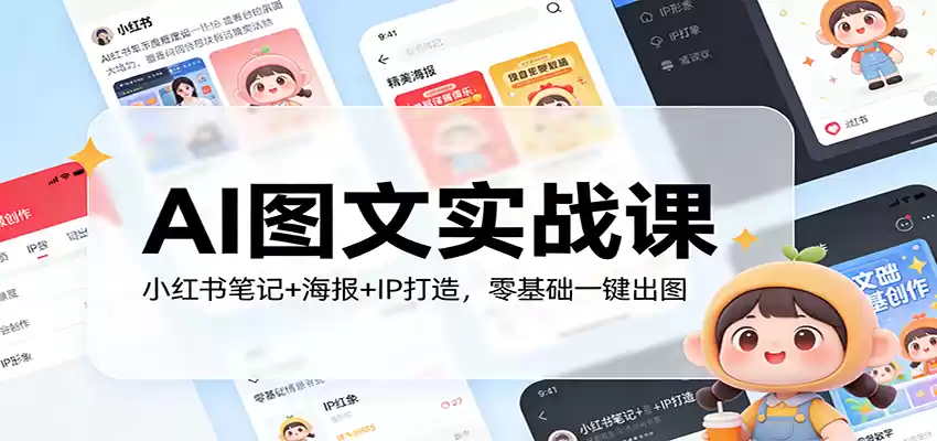 AI图文实战课：小红书笔记+海报+IP打造，零基础一键出图-鑫梵淘
