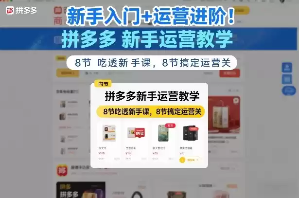 新手入门+运营进阶！拼多多新手运营教学，8节吃透新手课，8节搞定运营关-鑫梵淘