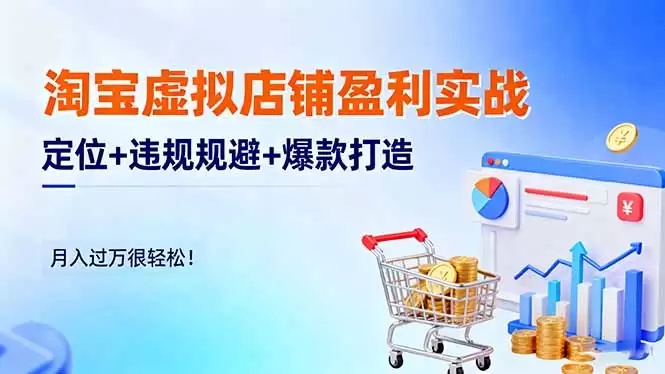 淘宝虚拟店铺盈利实战：定位+违规规避+爆款打造，月入过万很轻松！-鑫梵淘