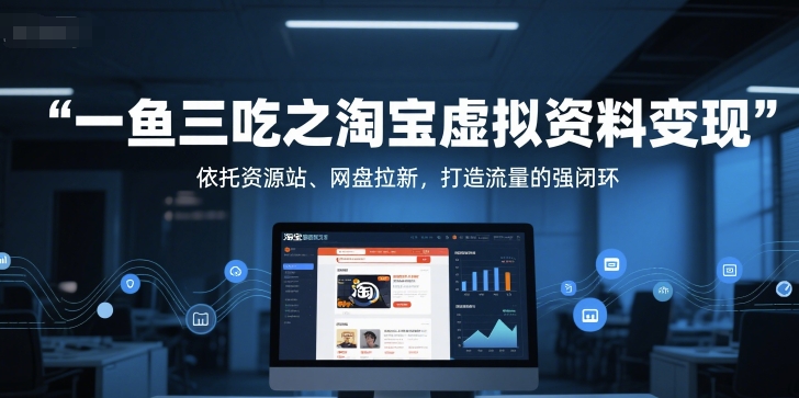 一鱼三吃之淘宝虚拟资料变现，依托资源站、网盘拉新，打造流量的强闭环-鑫梵淘