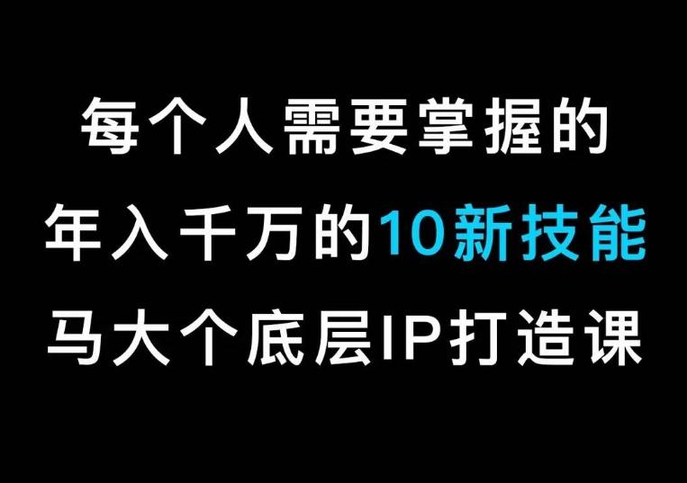 马大个的IP底层逻辑课，​每个人需要掌握的年入千万的10新技能，约会底层IP打造方法！-鑫梵淘