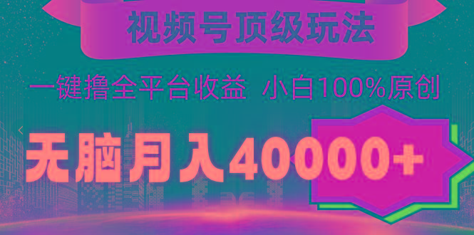 (9281期)视频号顶级玩法，无脑月入40000+，一键撸全平台收益，纯小白也能100%原创-鑫梵淘