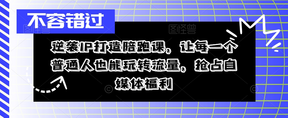 逆袭IP打造陪跑课，让每一个普通人也能玩转流量，抢占自媒体福利-鑫梵淘
