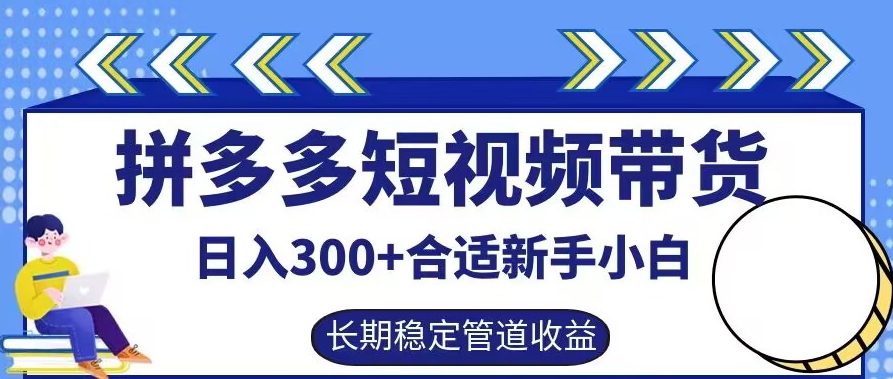拼多多短视频带货日入300+有长期稳定被动收益，合适新手小白【揭秘】-鑫梵淘