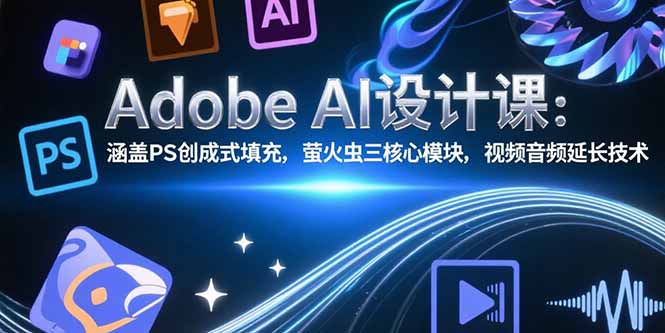 Adobe AI设计课：涵盖PS创成式填充，萤火虫三核心模块，视频音频延长技术-鑫梵淘