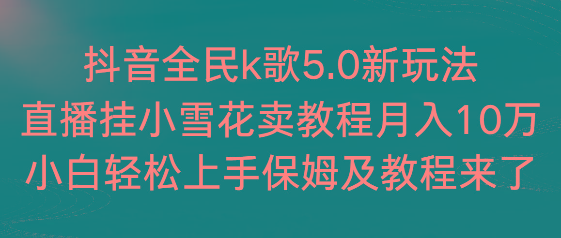 抖音全民k歌5.0新玩法，直播挂小雪花卖教程月入10万，小白轻松上手，保...-鑫趣淘