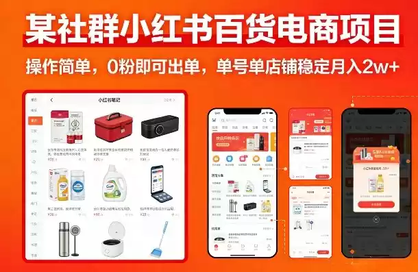 某社群小红书百货电商项目，操作简单，0粉即可出单，单号单店铺稳定月入2w+-鑫梵淘