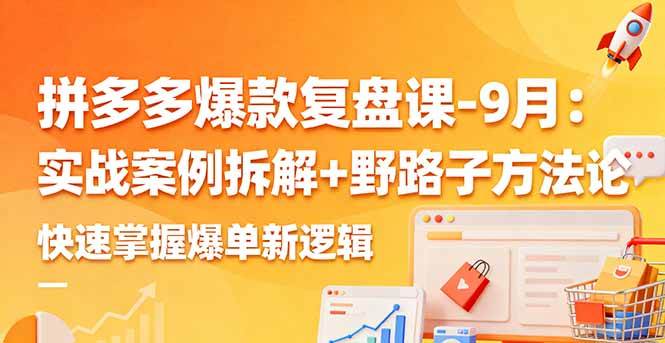 (16176期)拼多多爆款复盘课-9月:实战案例拆解+野路子方法论,快速掌握爆单新逻辑-鑫梵淘