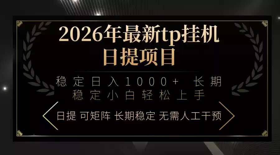 2026年最新tp挂机日提项目：稳定日入1000+小白轻松上手-鑫梵淘