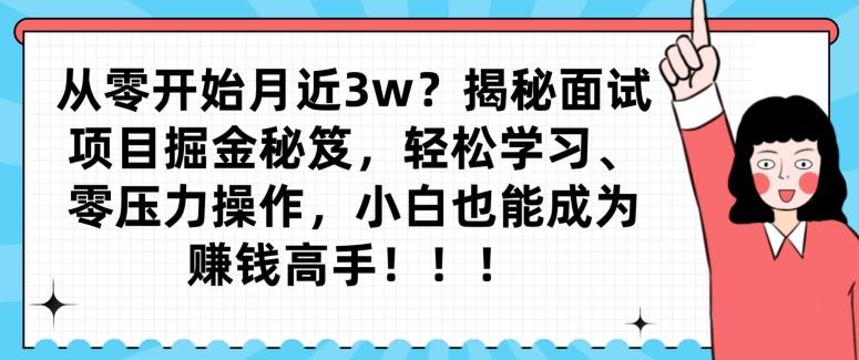 从零开始月近3w？揭秘面试项目掘金秘笈，轻松学习、零压力操作，小白也能成为赚钱高手-鑫梵淘
