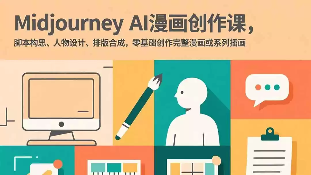 Midjourney AI漫画创作课，脚本构思、人物设计、排版合成，零基础创作完整漫画或系列插画-鑫梵淘