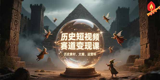 历史短视频赛道变现课，百集素材库应用，文案剪辑技巧，账号运营全案-鑫梵淘